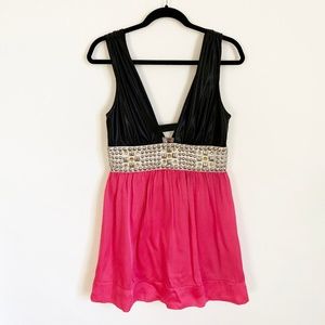 Bebe Jeweled Silk Dress